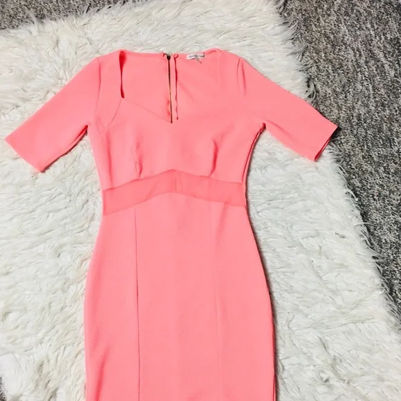 Charlotte Russe Mesh Bright Orange Dress Size Medium - Picture 4 of 9